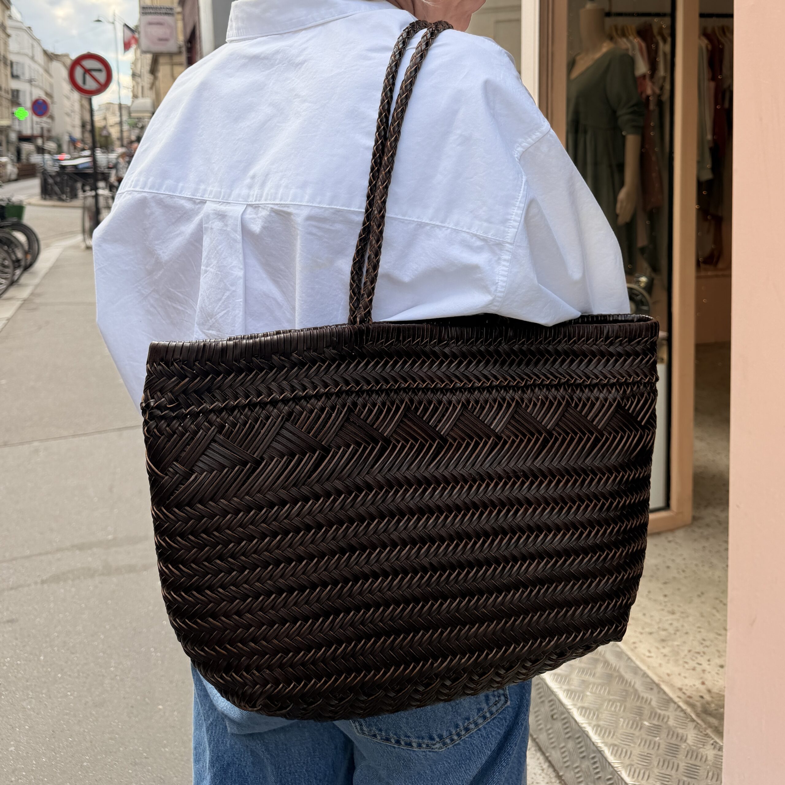 Sac cabas en cuir petit chocolat
