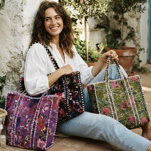 Cabas indien velours
