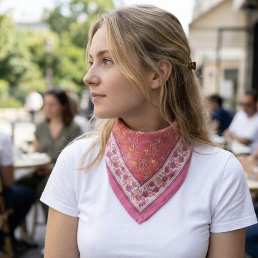Foulard pink floral kids