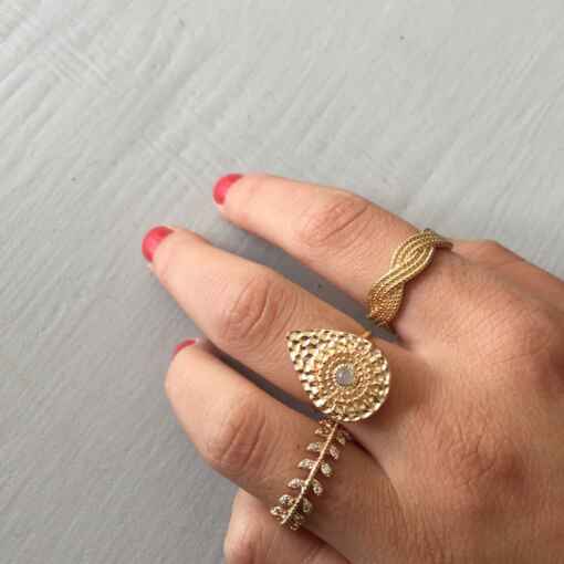 bague plaque or pierres fines