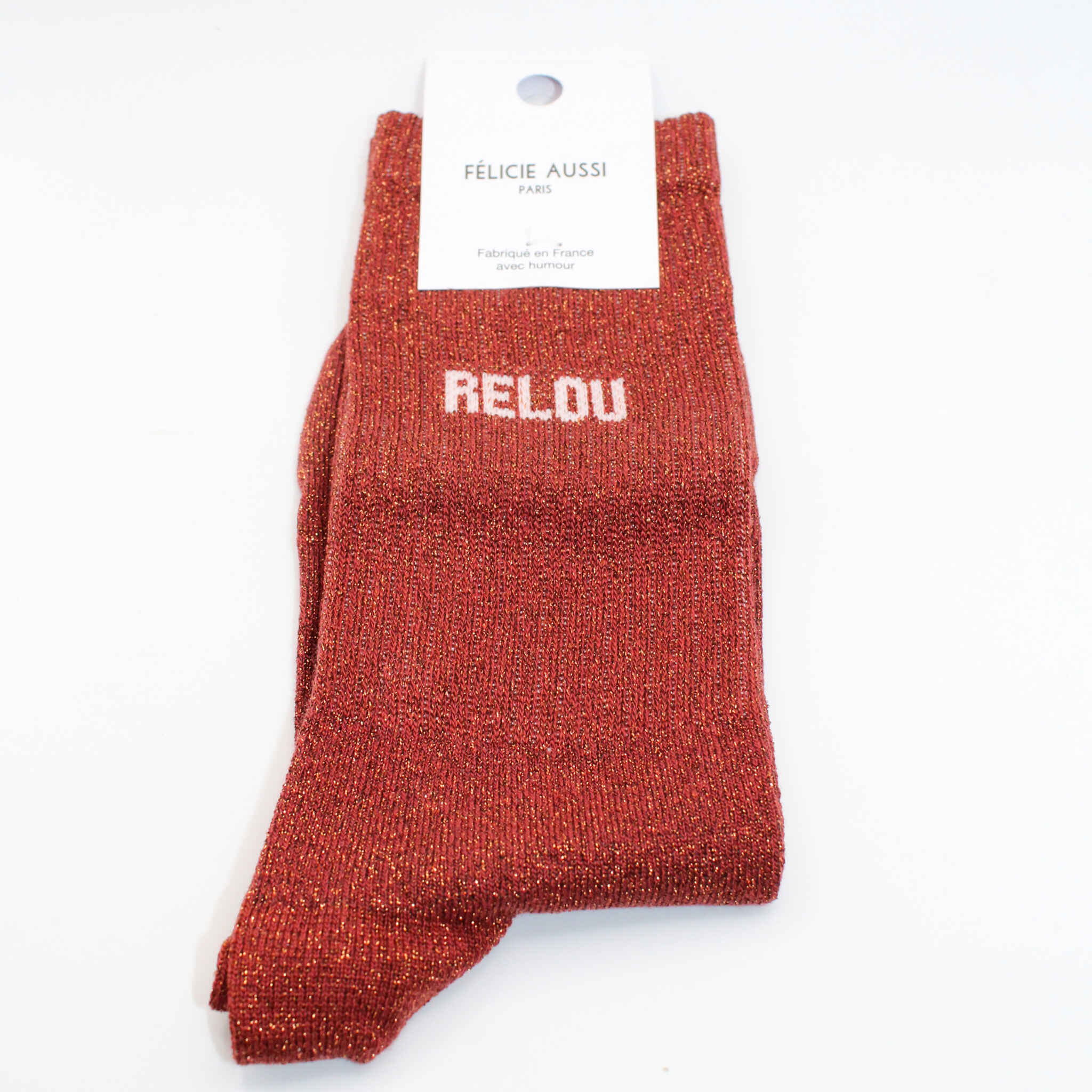 Chaussettes Paillettes "Relou" - Taille 36-42 - Blanc Scintillant - Accessoire Mode Décalé, Cadeau Fun