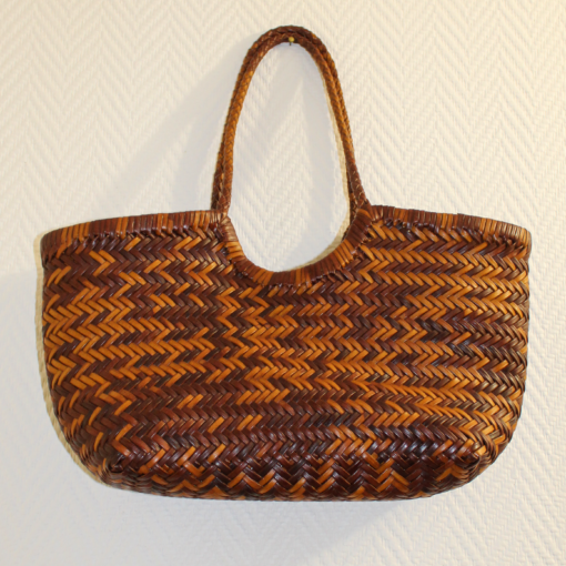 Sac cabas en cuir petit bicolore