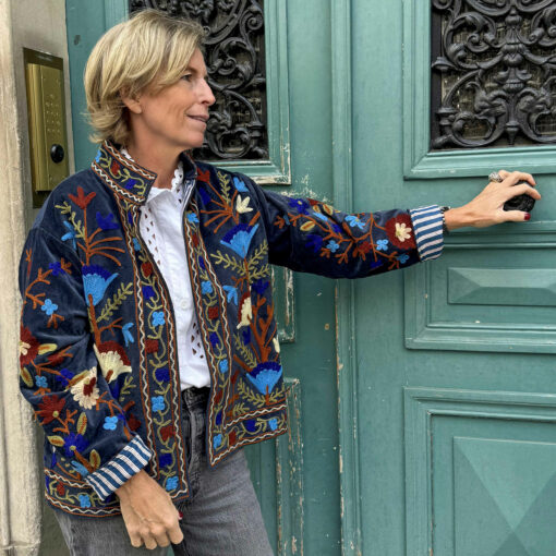 Veste brodée velours