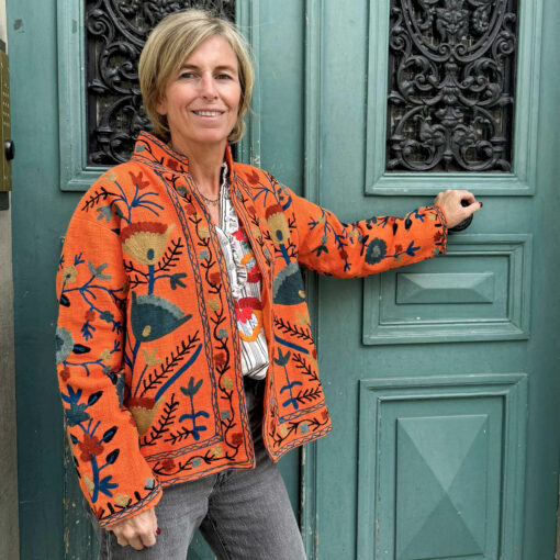Veste brodée coton orange