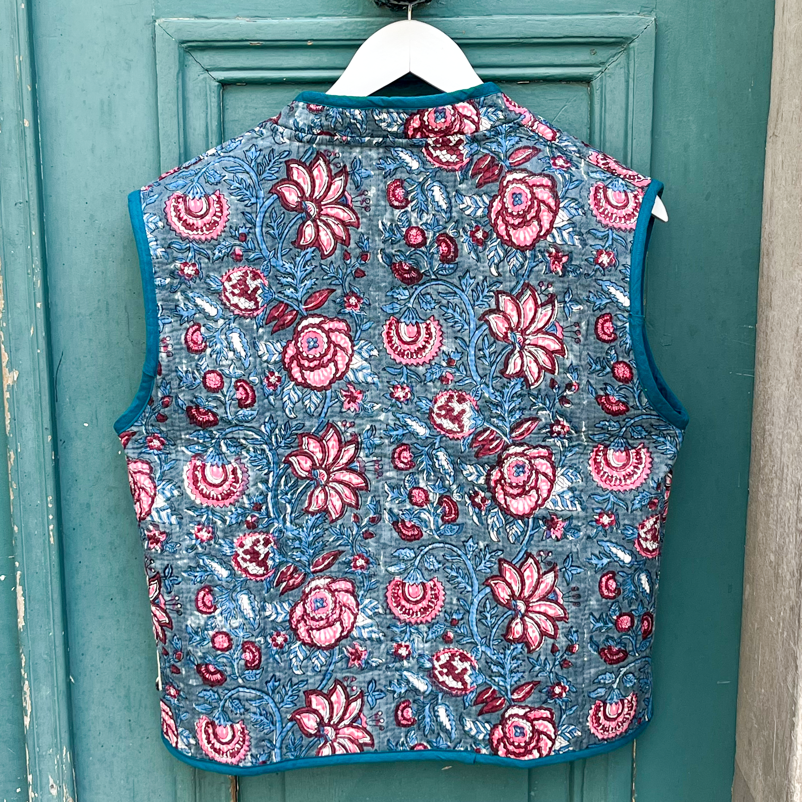 Veste Indienne sans manches velours rose – Image 4