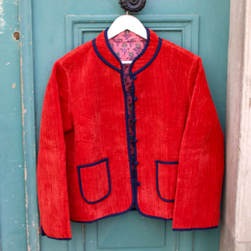 Veste Indienne velours rouge